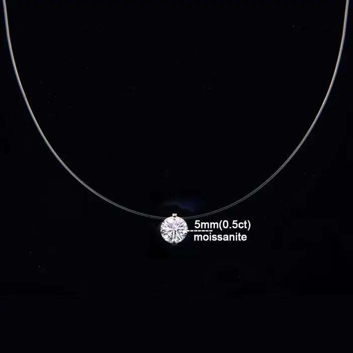 D VVS1 0.5-5 Carat Moissanite pendentif collier pour femmes 925 en argent Sterling Transparent ligne