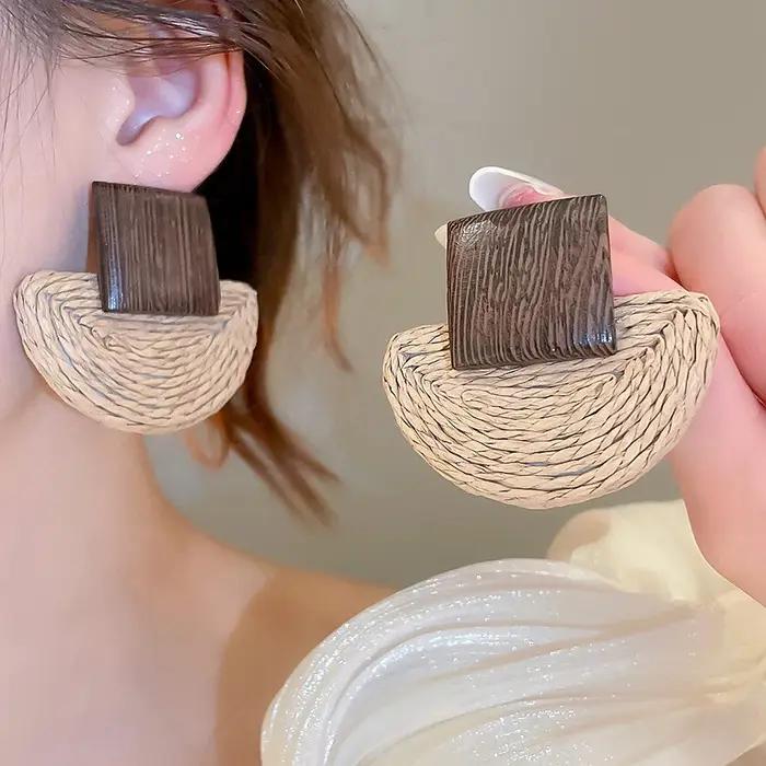 Boucles d'oreilles bohème rétro en demi-cercle pour femmes