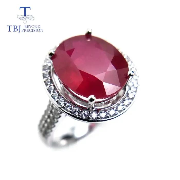 Bague en argent sterling 925 avec rubis naturel ovale pour femme occasions spéciales cadeau de mariage et Saint Valentin