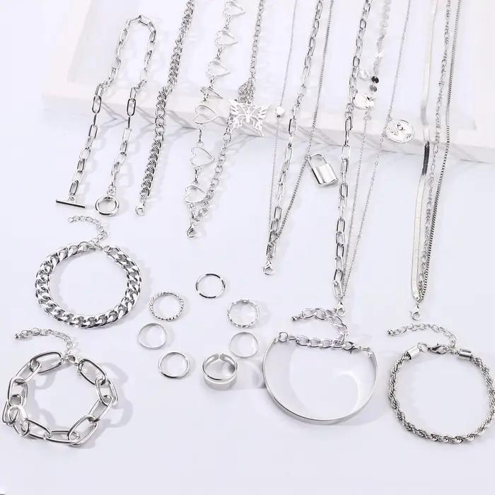 Bobisty – Parure de bijoux 17 pièces pour femme : colliers superposés