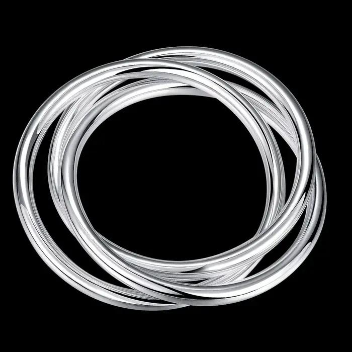 Bracelet élégant en argent Sterling 925 à trois anneaux pour femmes occasions spéciales soirée anniversaire cadeau chic