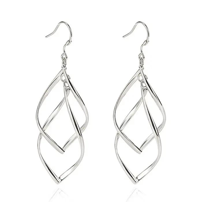 Boucles d'oreilles pendantes hypoallergéniques couleur argent pour femmes, style clous d'oreilles av