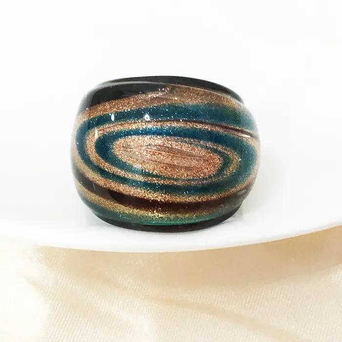 1 pièces 17-19mm Vintage bleu verre au chalumeau anneaux pour femmes bague aléatoire modèle mixte Style chinois bijoux cadeau pas cher Ite