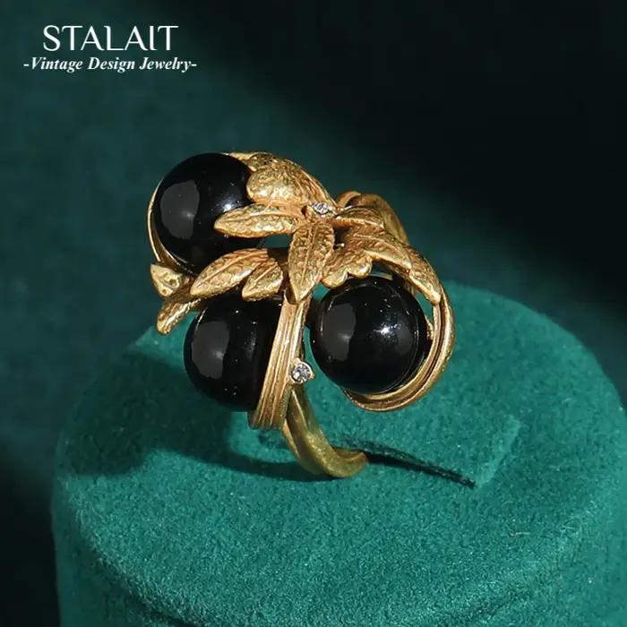 Bagues Vintage en Agate noire