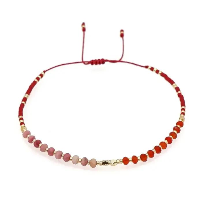 Bracelet FLXF en pierre semi-précieuse avec tissage artisanal pour femmes, style bohème, bijou personnalisable pour occasions spéciales