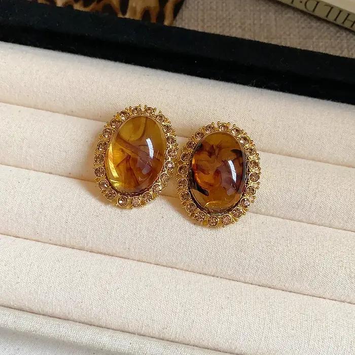 Boucles d'oreilles ovales en résine pour femmes