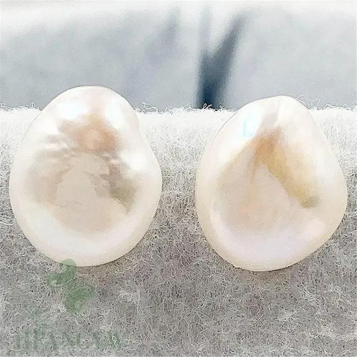 Boucles d'Oreilles en Perles Baroques Blanches de 11 à 12mm