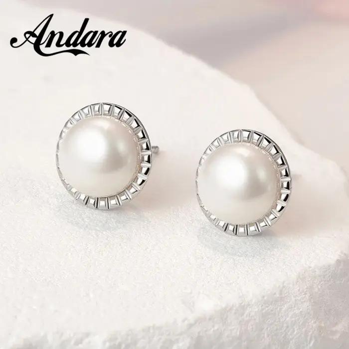 Andara – boucles d'oreilles rondes en argent Sterling 925 pour femmes