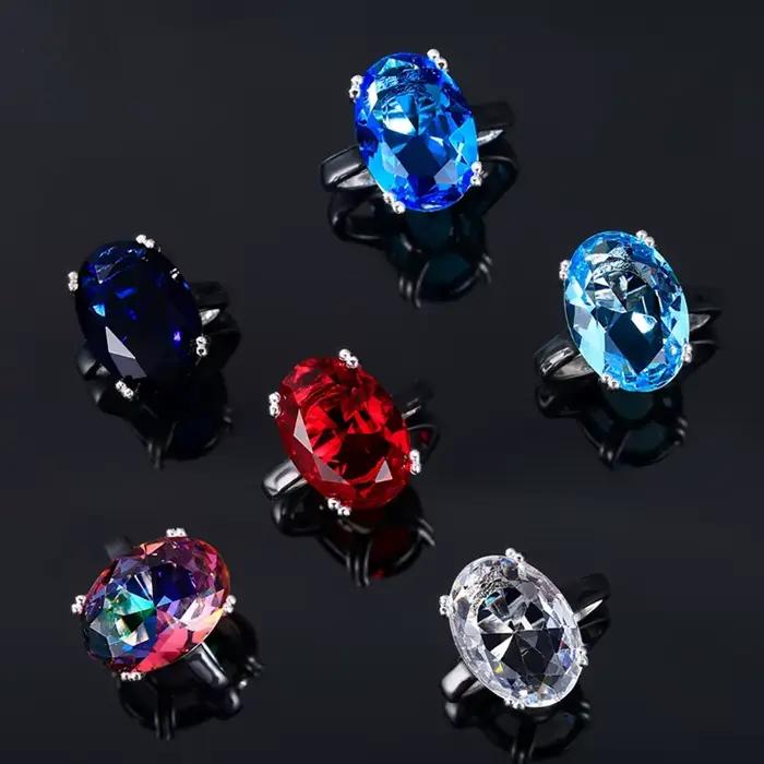 Bague ovale en argent améthyste naturelle pour femmes