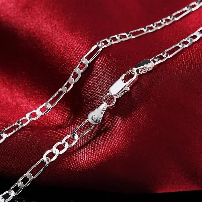 Noble nouvelle arrivée 925 en argent sterling 4MM chaîne pour hommes femmes Bracelet collier ensemble de bijoux dame cadeaux de noël breloques de mariage