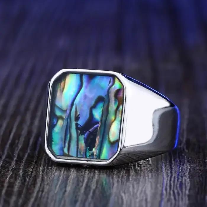 Bague carrée pour homme en acier inoxydable couleur argent, tailles 7/8/9/10/11/12/13, surface miroir étanche, bijou solide pour le doigt
