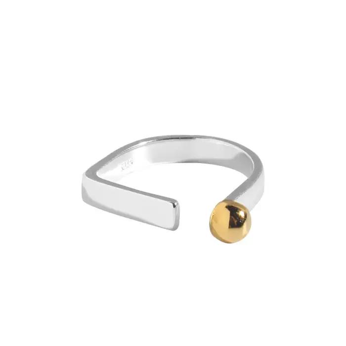 F.I.N.S – bagues en argent Sterling 925 véritable, anneau ouvert minimaliste de couleur contrastée,