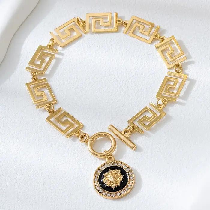 Bracelet de cheville rétro à chaîne épaisse en relief