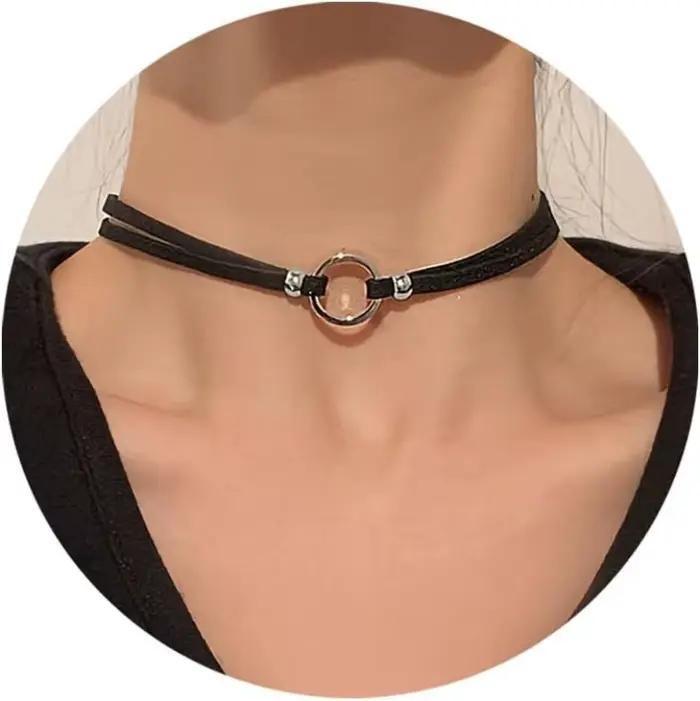Colliers noirs pour femmes élégants en velours et cuir avec dentelle, cadeaux gothiques pour occasions spéciales