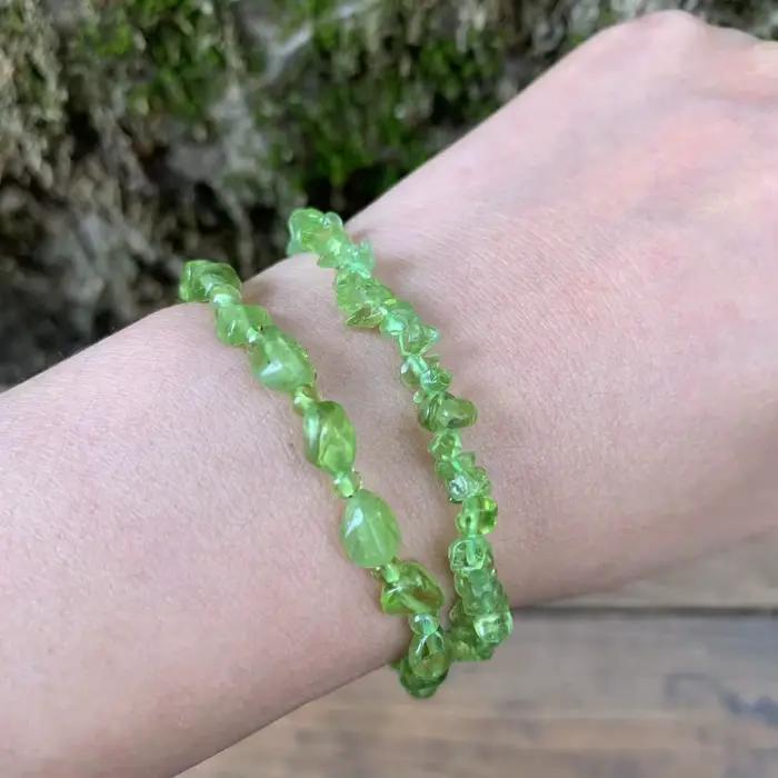 Bracelet en pierre naturelle de péridot véritable