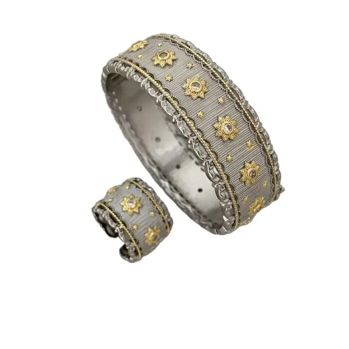 Ensemble de bracelets et bagues Buchi rétro en zirconium avec finition brossée et support de tension pour homme et femme style punk occassions spéciales