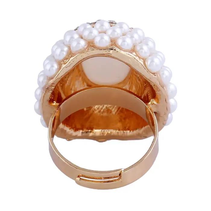 Bague en cristal d'opale blanche vintage pour femme