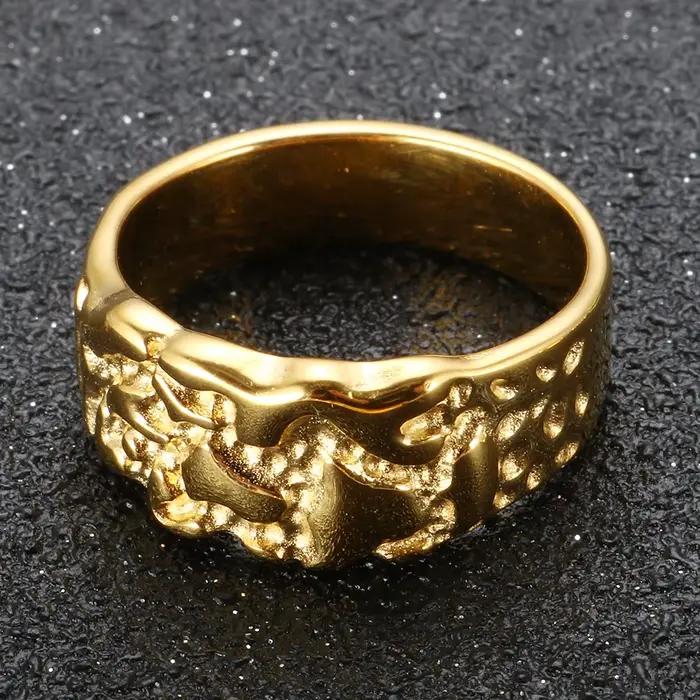 Bague Pépite Vintage en acier inoxydable plaquée or pour femmes et hommes, cadeau idéal pour mariages, anniversaires et occasions spéciales
