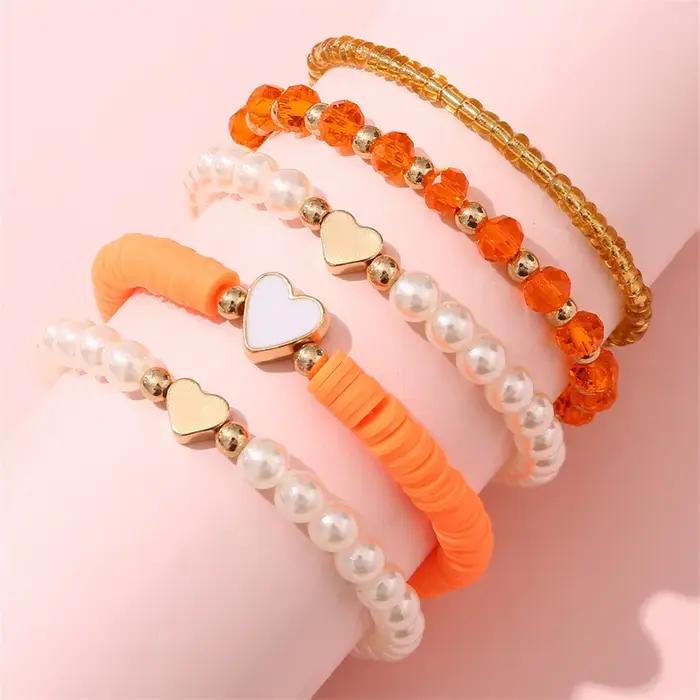 Lot de 5 bracelets perlés mignons pour filles – Fabriqués à la main avec des fausses