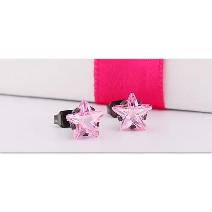 Uelf-Boucles d'oreilles étoiles en cristal rose brillant pour femmes