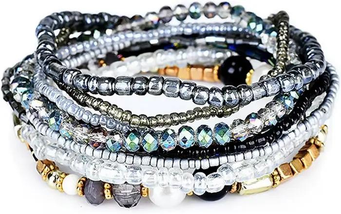 Bracelets empilables en perles de cristal bohème, faits à la main, perles de rocaille en cristal col
