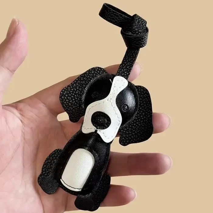 Breloque portable en forme de Border Collie avec sangle réglable, en similicuir, pour sac à dos, lég