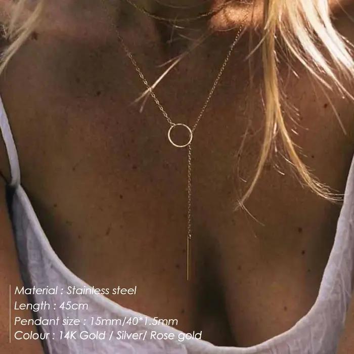 Collier pendentif minimaliste EManco en forme de tige ronde