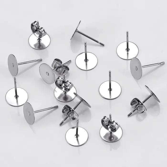 Lot de 100 boucles d'oreilles en acier inoxydable