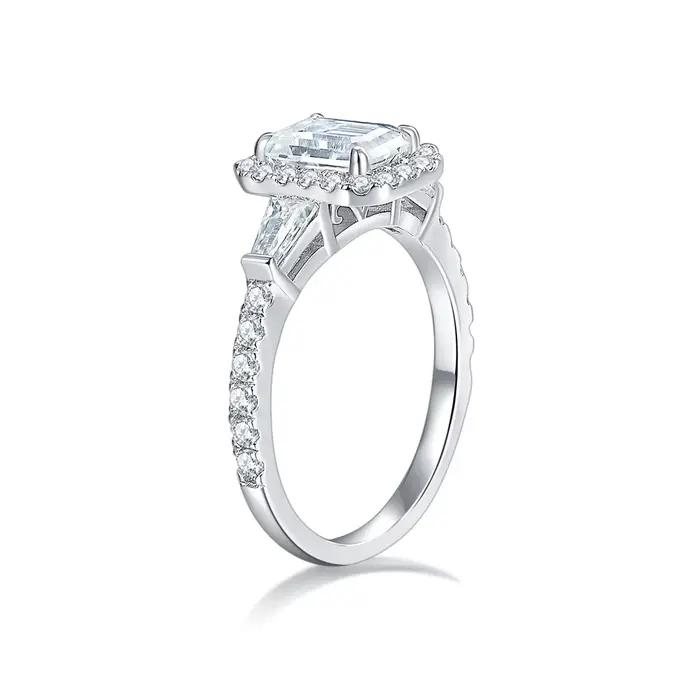 Bague en argent regardé S925 pour femme, diamant Moissanite complet, document D émeraude, plaqué or 18 carats, bijoux fins pour femme