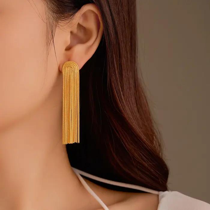 Boucles d'oreilles longues à franges pour femmes