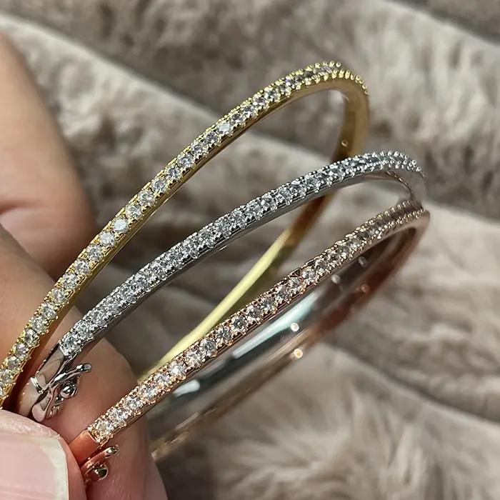 Bracelet en argent Sterling 925 pur avec diamants, Design classique, bijoux de fête, d'amitié, en ar