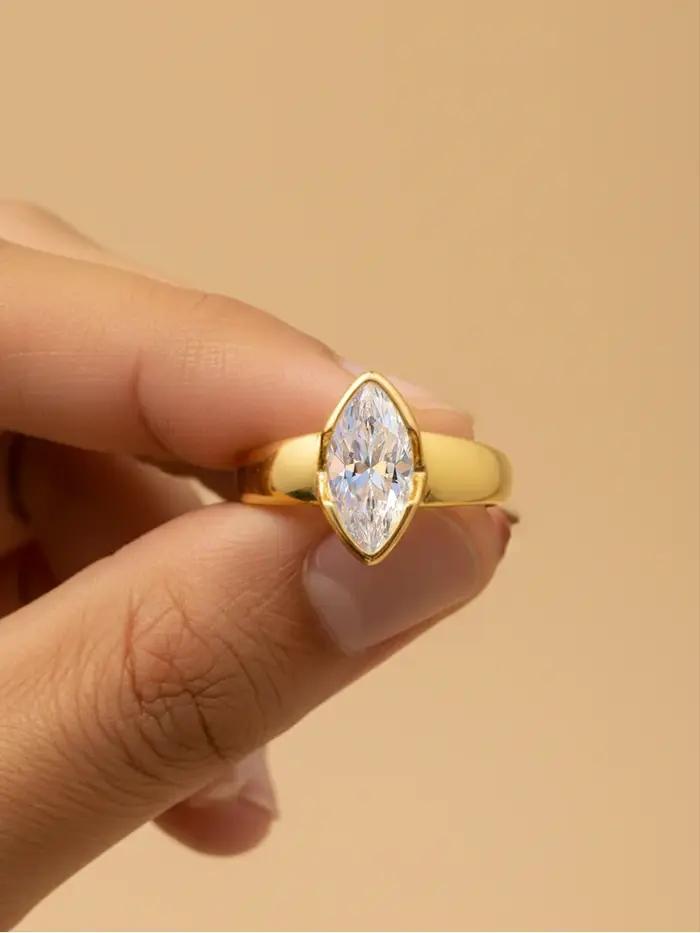 Bague en argent Sterling 925 en Zircon Marquise brillant