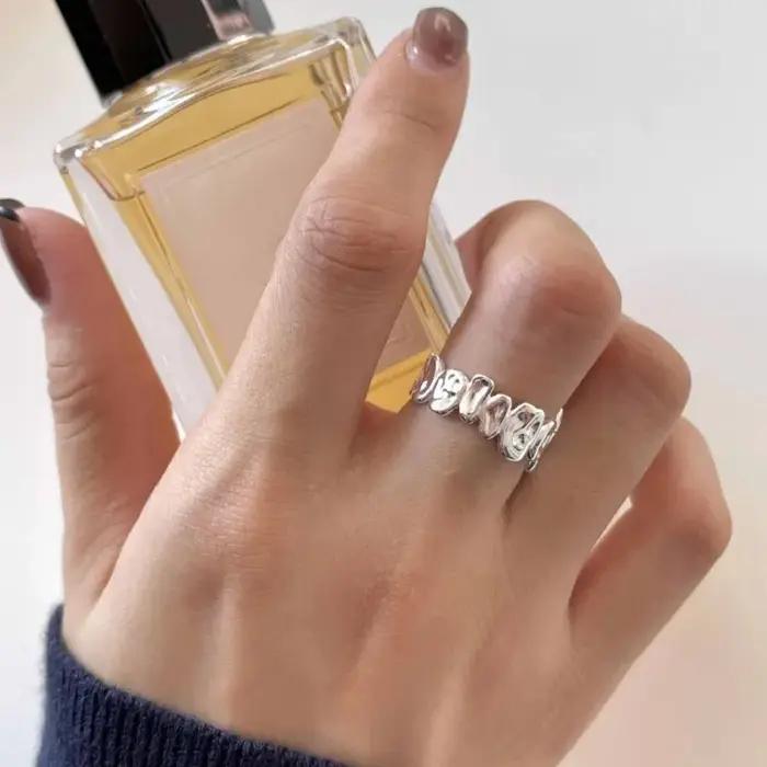 ANENJERY bague de forme irrégulière pour les femmes personnalité à la mode géométrique anneau ouvert bijoux anillos