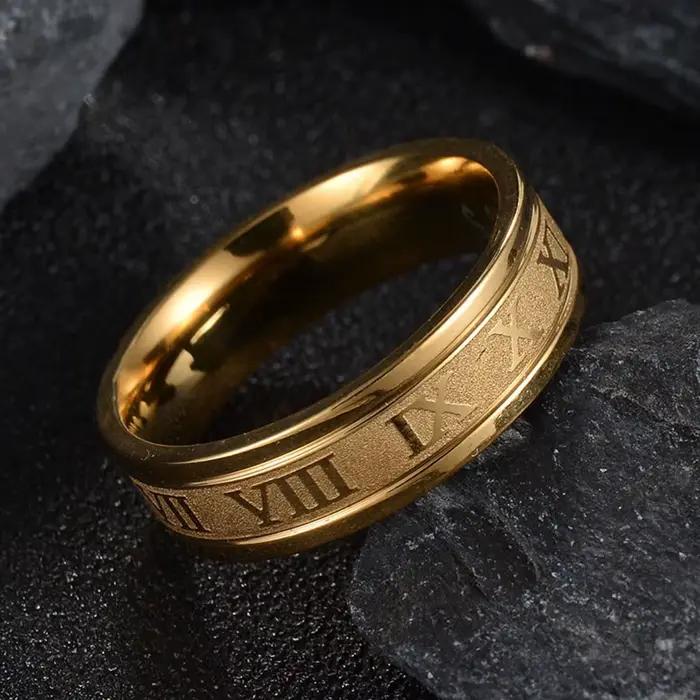 Seakissky classique mode acier inoxydable romain numérique hommes femmes bague Cool Punk haute qualité étanche bijoux pour cadeaux de fête