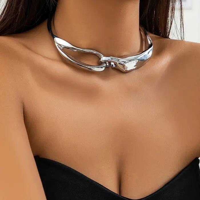 Collier de Clavicule Punk Gothique en Alliage Doré ou Argenté pour Femmes Occasions Spéciales et Vie Quotidienne