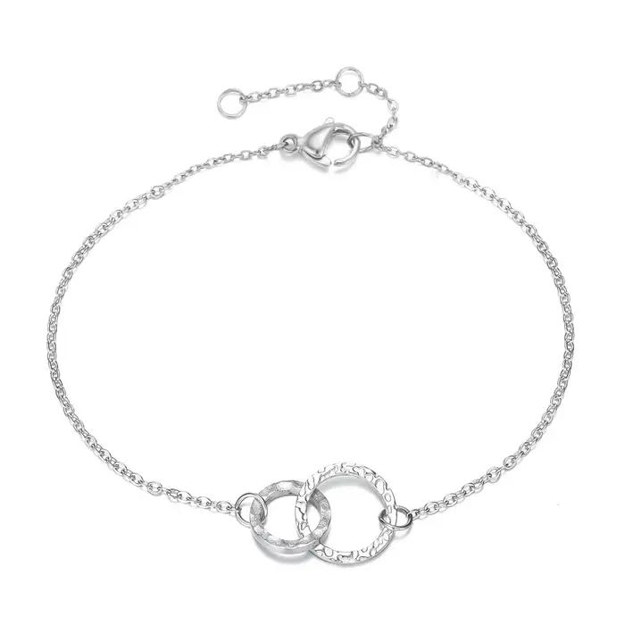 Bracelet en acier inoxydable or avec chaîne délicate cercles imbriqués pour femme style minimaliste déplacements quotidiens rencontres