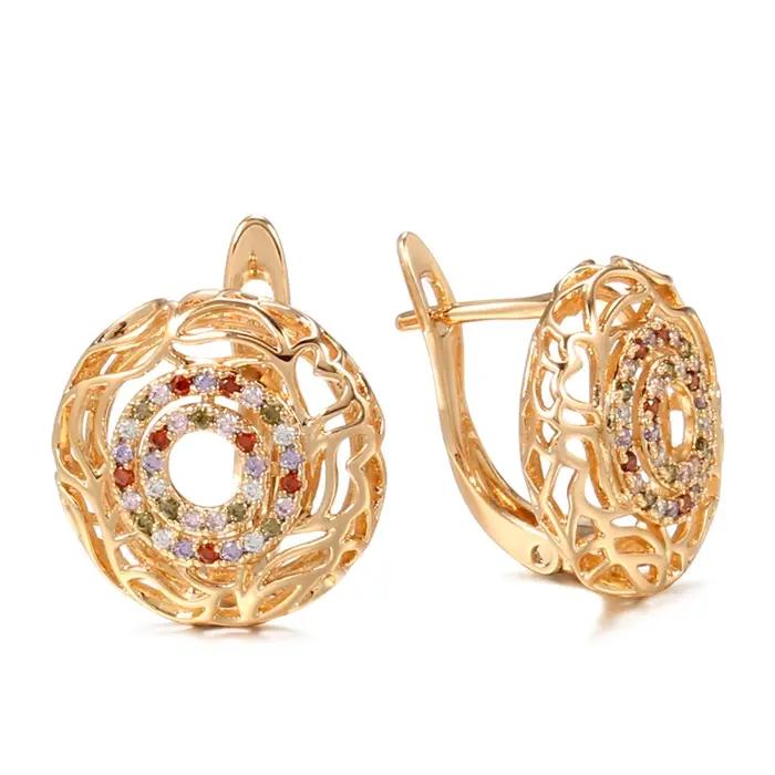 Boucles d'oreilles en Zircon naturel coloré pour femmes, Style désert marocain, lignes de disque irr