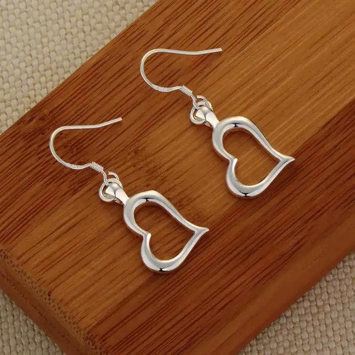 Boucles d'oreilles coeur en argent regardé 925 pour femme