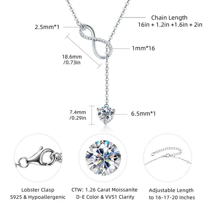 Anziw-Collier Extron en Argent 925 pour Femme, Pendentif Moisasnite en Forme de Y, Colliers de la raq, Cadeau de Bijoux de Mariage pour les Travailleurs, 6.5mm, Document D