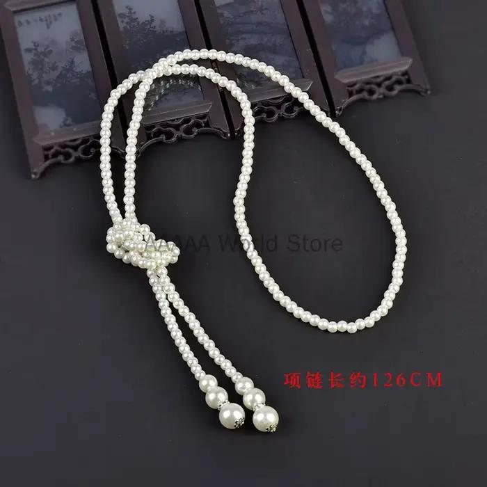Collier de perles crème vintage pour femme, mode des années 1920, fausses perles, accessoires de tes