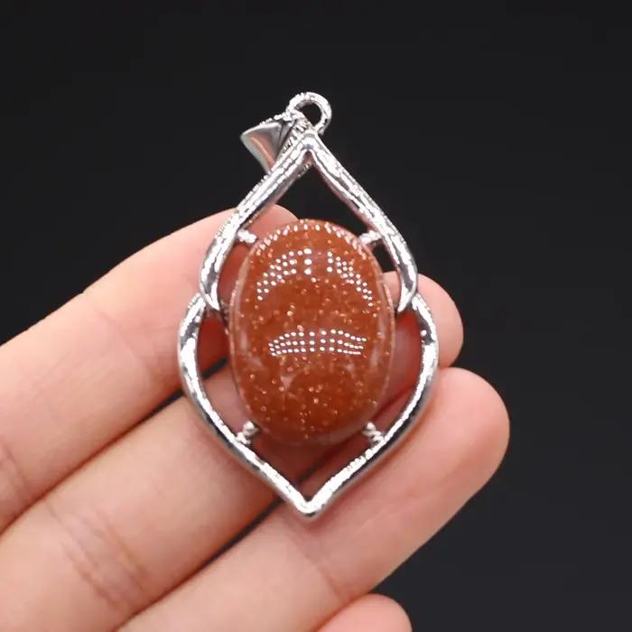 Pendentif en pierre naturelle pour femme, forme géométrique européenne et américaine, collier de bricolage, accessoires de bijoux, cadeaux exquis, nouveau