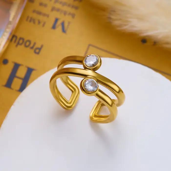 Ensemble de 6 bagues vintage françaises en pierres mélangées pour femmes et hommes, couleur or, motif soleil, signet, cristal, anneaux ouverts, bijoux à empiler, cadeau