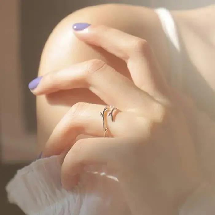 Huitan – bague fantaisie en forme de feuille d'olive pour femmes