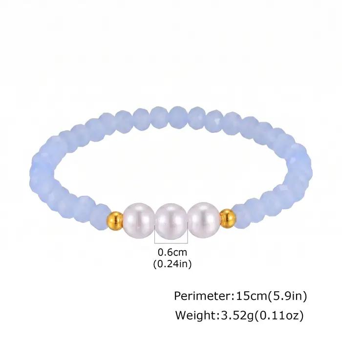 Bracelet de mode pour femmes style bohème perles imitations bleues et blanches bijou polyvalent cadeau occasions spéciales