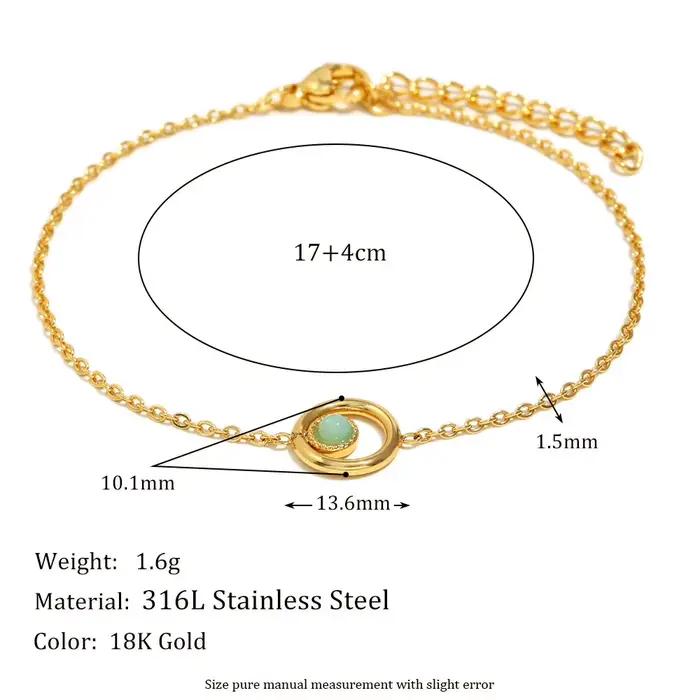 E.B.belle – Bracelet rond en pierre naturelle plaqué PVD, chaîne pour femmes et filles, en acier ino