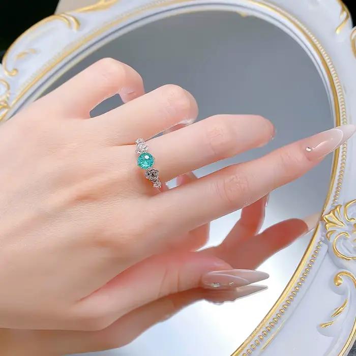 Wong Rain – bague de fiançailles ronde en argent Sterling 925