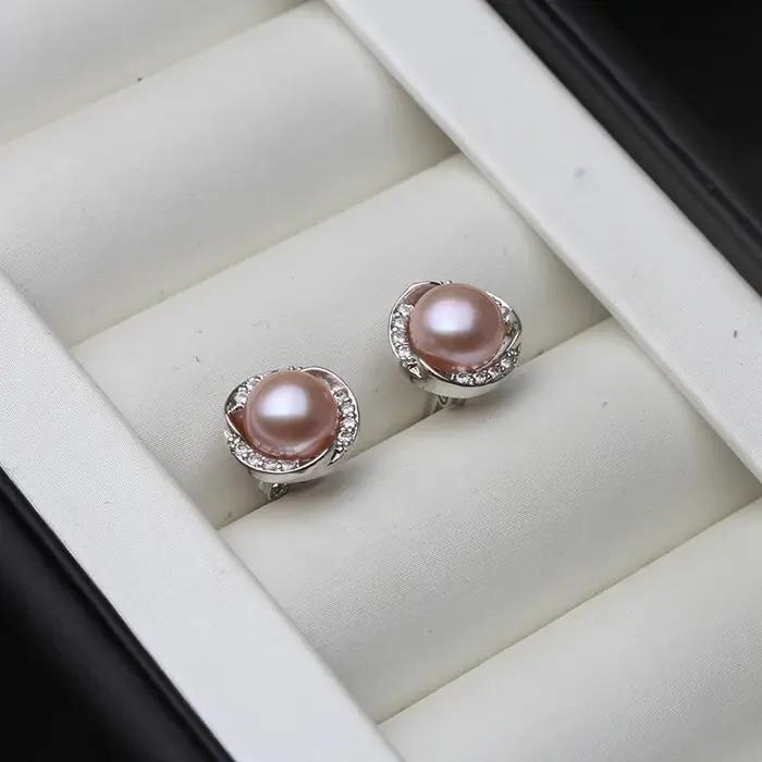 Boucles d'oreilles en perles noires d'eau douce cultivées pour femme