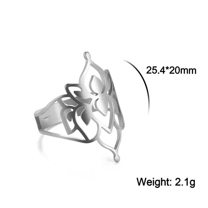 Bague fleur de vie en acier inoxydable, amulette d'archange creuse, bague réglable, géométrie sacrée