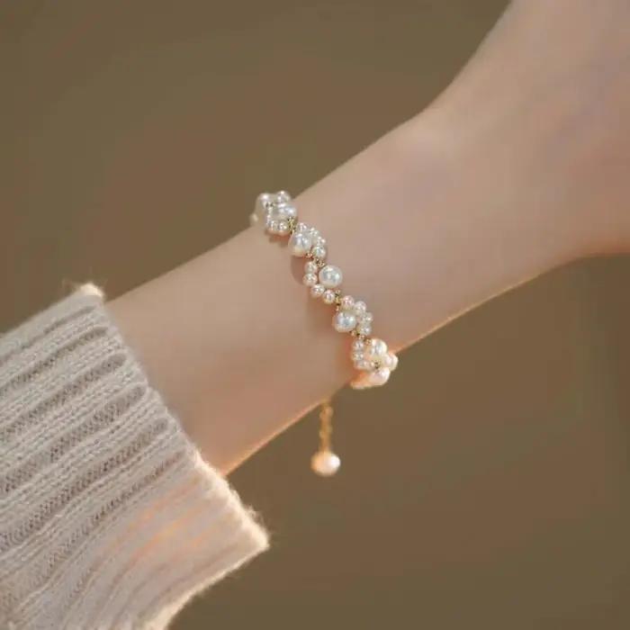 Nouveau Bracelet coeur perle pour femmes tempérament classique