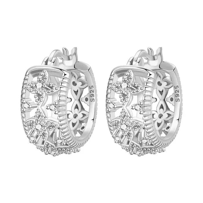 Orstarry 925 en argent Sterling Vintage boucles d'oreilles en Zircon scintillant